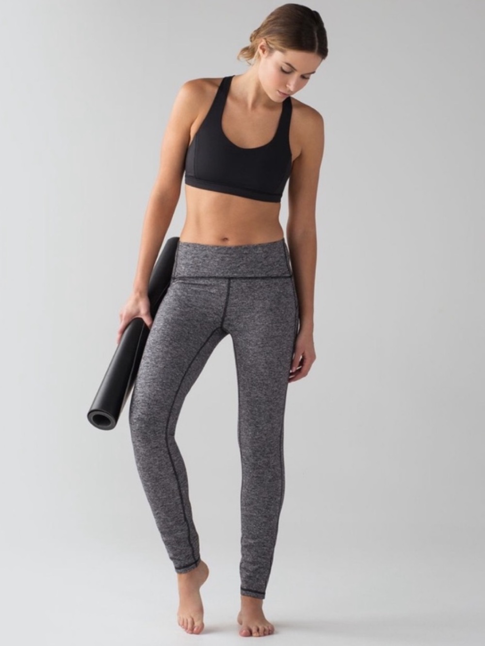 Lululemon Out To Lunge Untight Tight Heathered Black Leggings Women’s Size 10